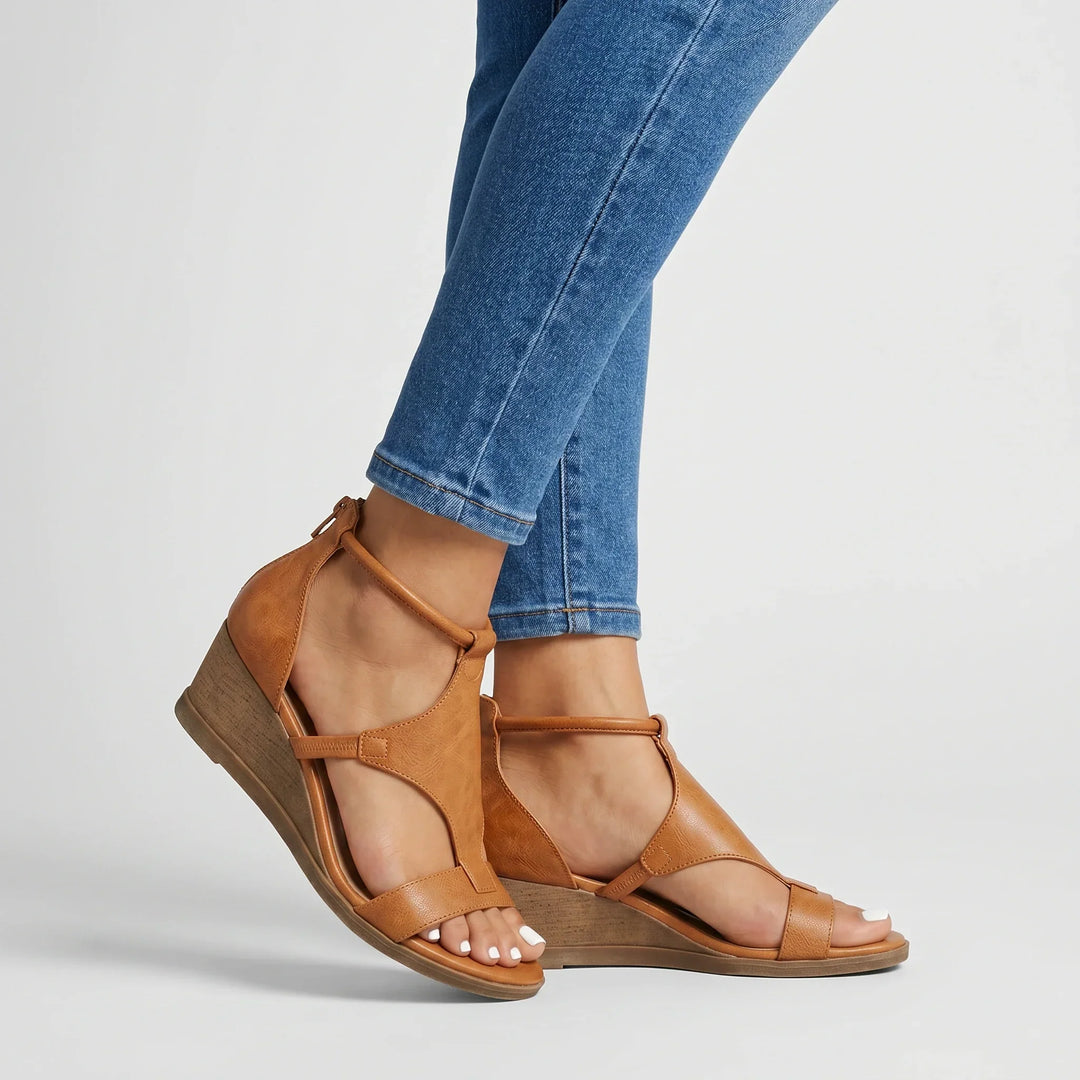 Women's orthopedic strappy summer sandals with arch support for comfortable everyday wear and foot pain relief.