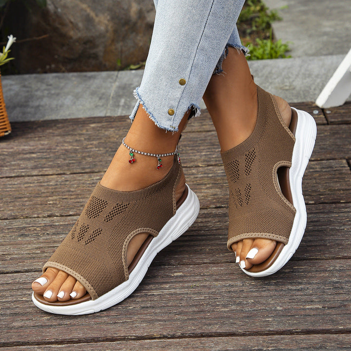 Side view of women's orthopedic walking sandals, highlighting arch and foot support for ultimate comfort.
