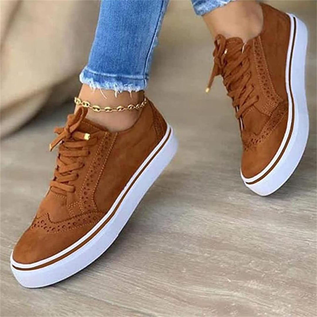 Stylish women's breathable lace-up sneakers, offering orthopedic comfort and foot support for walking.