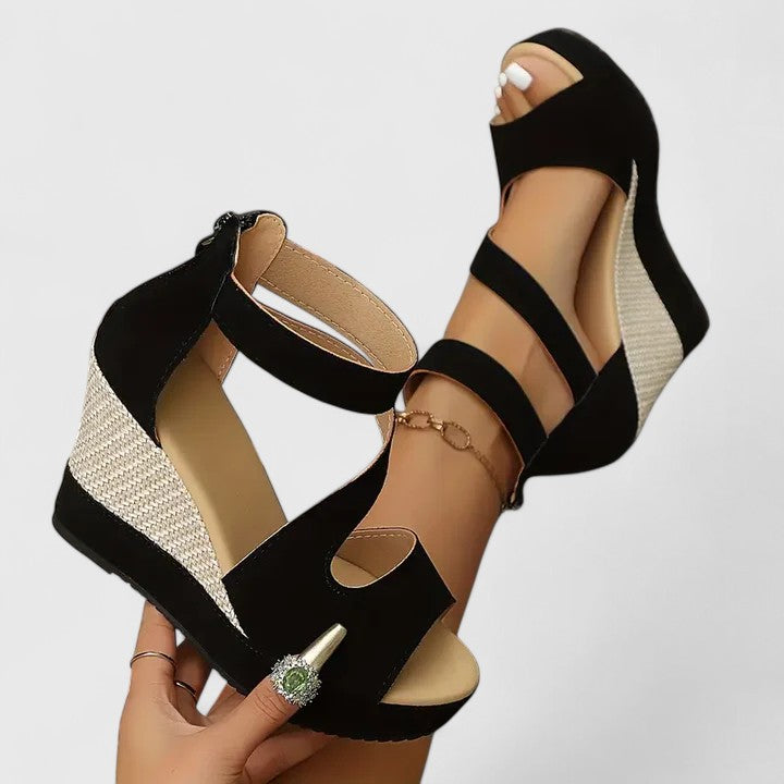 Elegant women's wedge sandals with orthopedic support. Lightweight design for versatile spring and summer comfort.