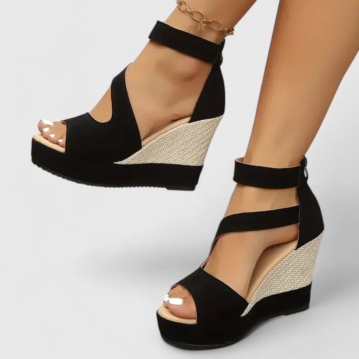 Stylish women's spring/summer wedge sandals. Orthopedic comfort shoes with arch and heel support.