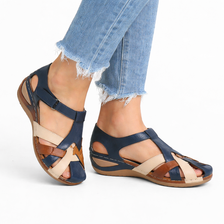 Chic women's orthopedic wedge sandals offering cushioned support. Perfect stylish comfort for summer.