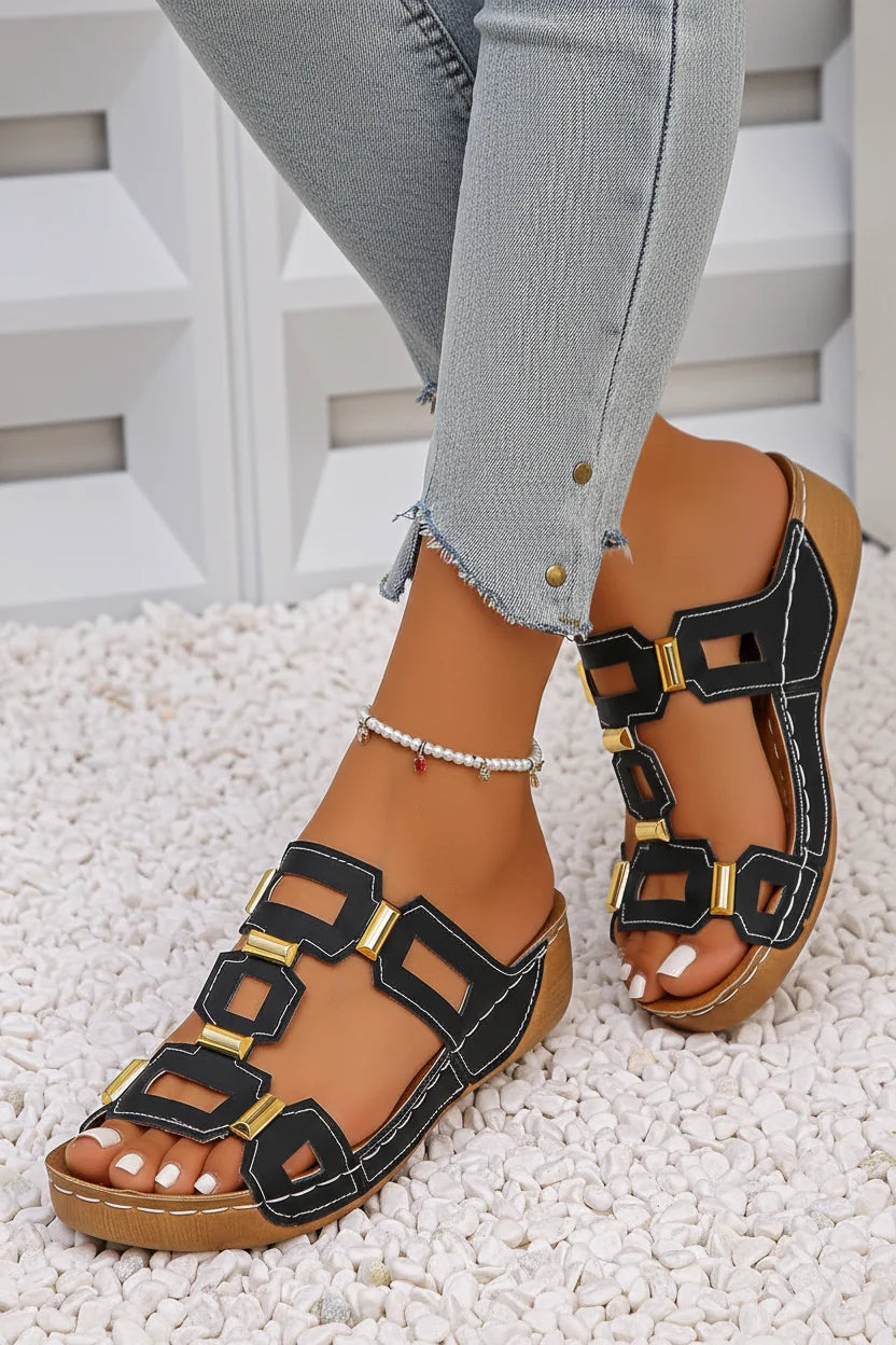 Ergonomic women's orthopedic wedge slide sandals, offering superior foot support for all-day comfort.