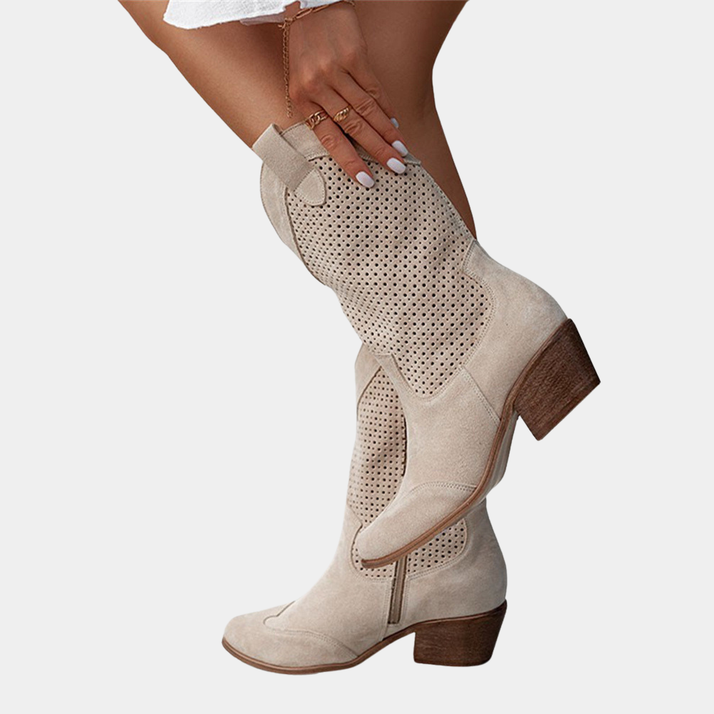 Fashionable women's orthopedic boots; western cowboy style, providing comfortable everyday wear support.