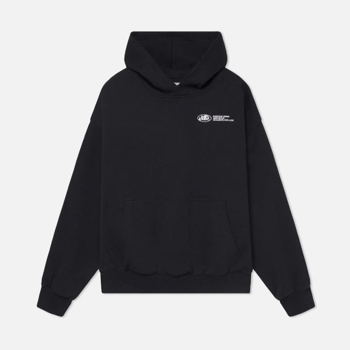 Fashionable women's oversized graphic cropped hoodie, a comfortable and stylish streetwear top.