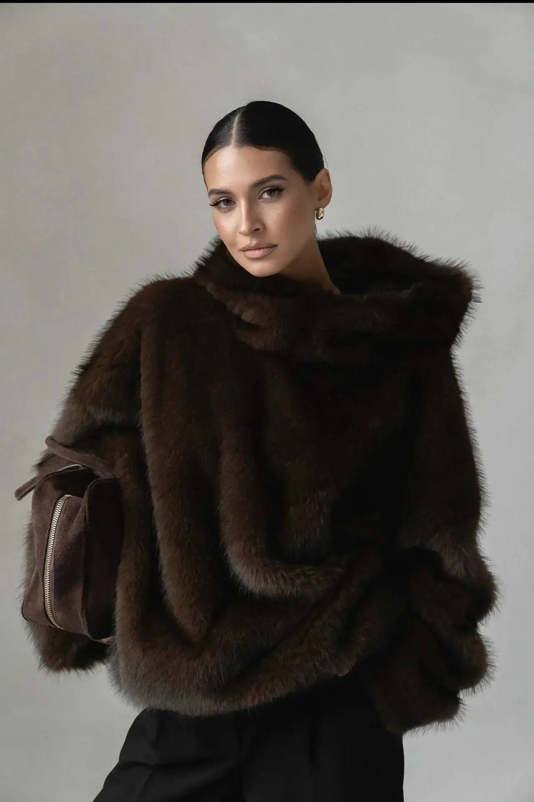 Luxuriously soft women's oversized plush hoodie, a warm winter pullover for ultimate cozy comfort & casual style.