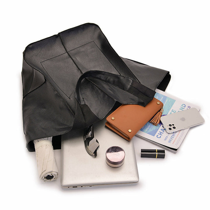 Authentic women's vintage leather oversized shoulder bag, durable and stylish.