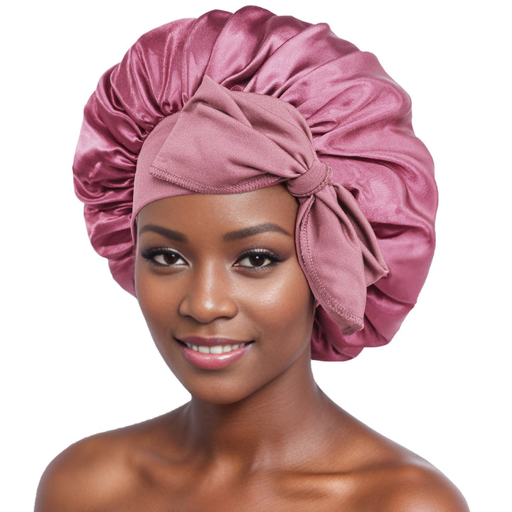 Women's reversible pattern satin bonnet, adjustable for all head sizes, hair protection