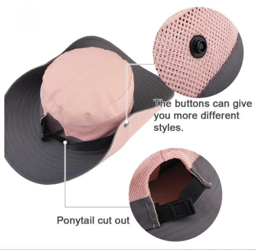 Durable women's UV protection sun hat, foldable, designed for maximum sun coverage outdoors