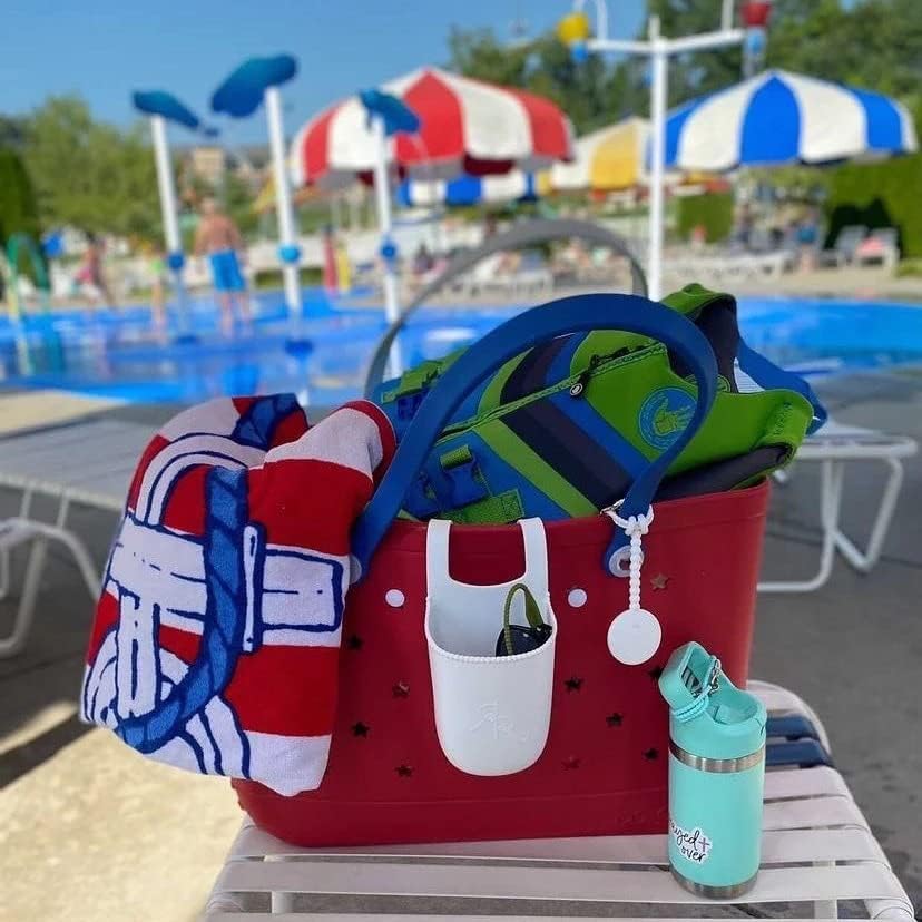 Versatile EVA beach tote for women, waterproof, sandproof, with vent holes.
