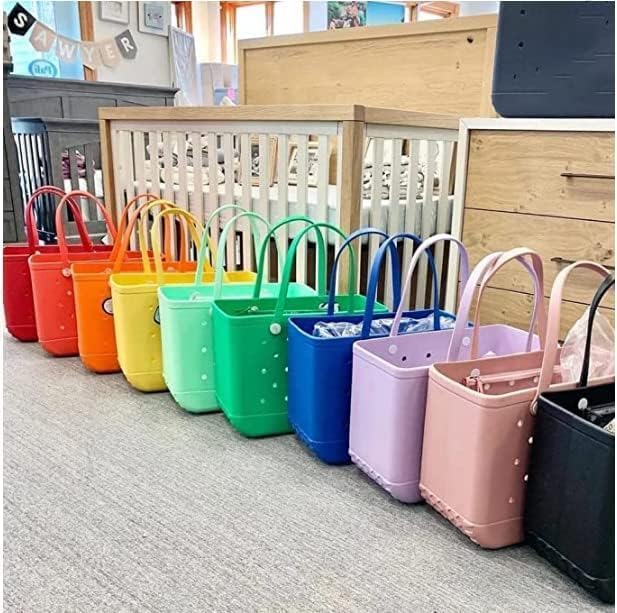 Bright women's EVA tote bag, washable, large capacity, ideal for beach trips.