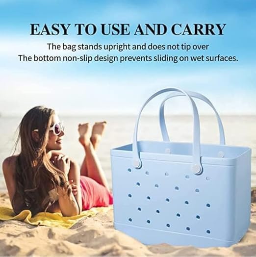 Lightweight purple EVA beach tote bag, perfect for summer, with vent holes.