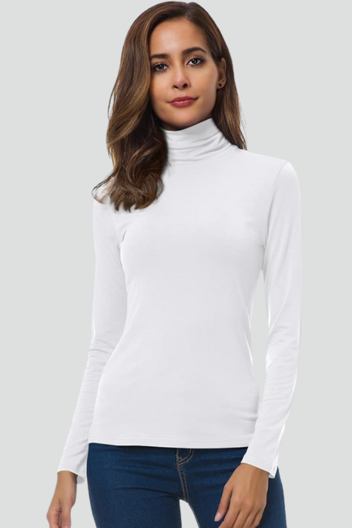 Fall fashion women's turtleneck, long sleeve plain knit sweater, comfortable & stylish.