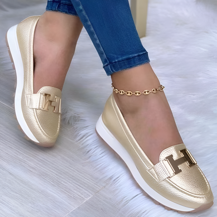 Trendsetting women's platform loafers. Modern slip-on style for ultimate comfort and chic everyday casual or work fashion.