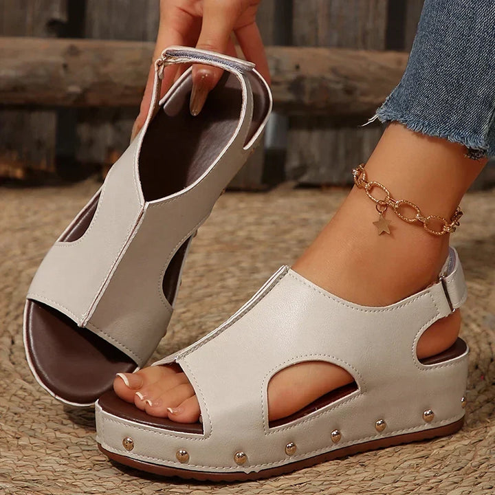Chic slip-on women's platform sandals, offering elevated comfort and stylish casual summer footwear.