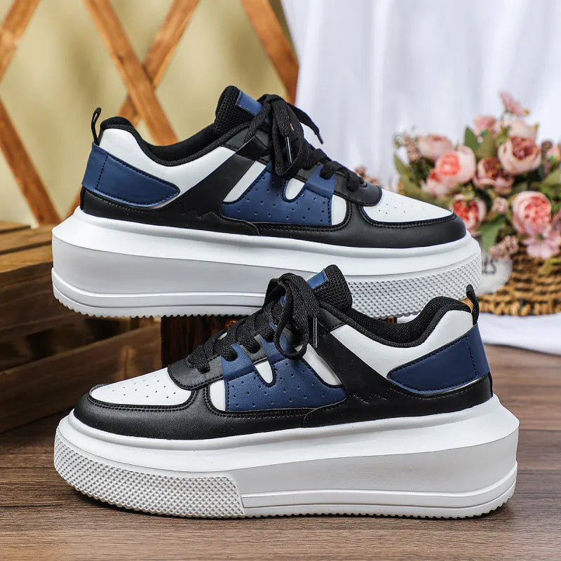 Versatile women's platform sneakers, ideal for casual outfits, featuring perforated style & secure lace-up fit.