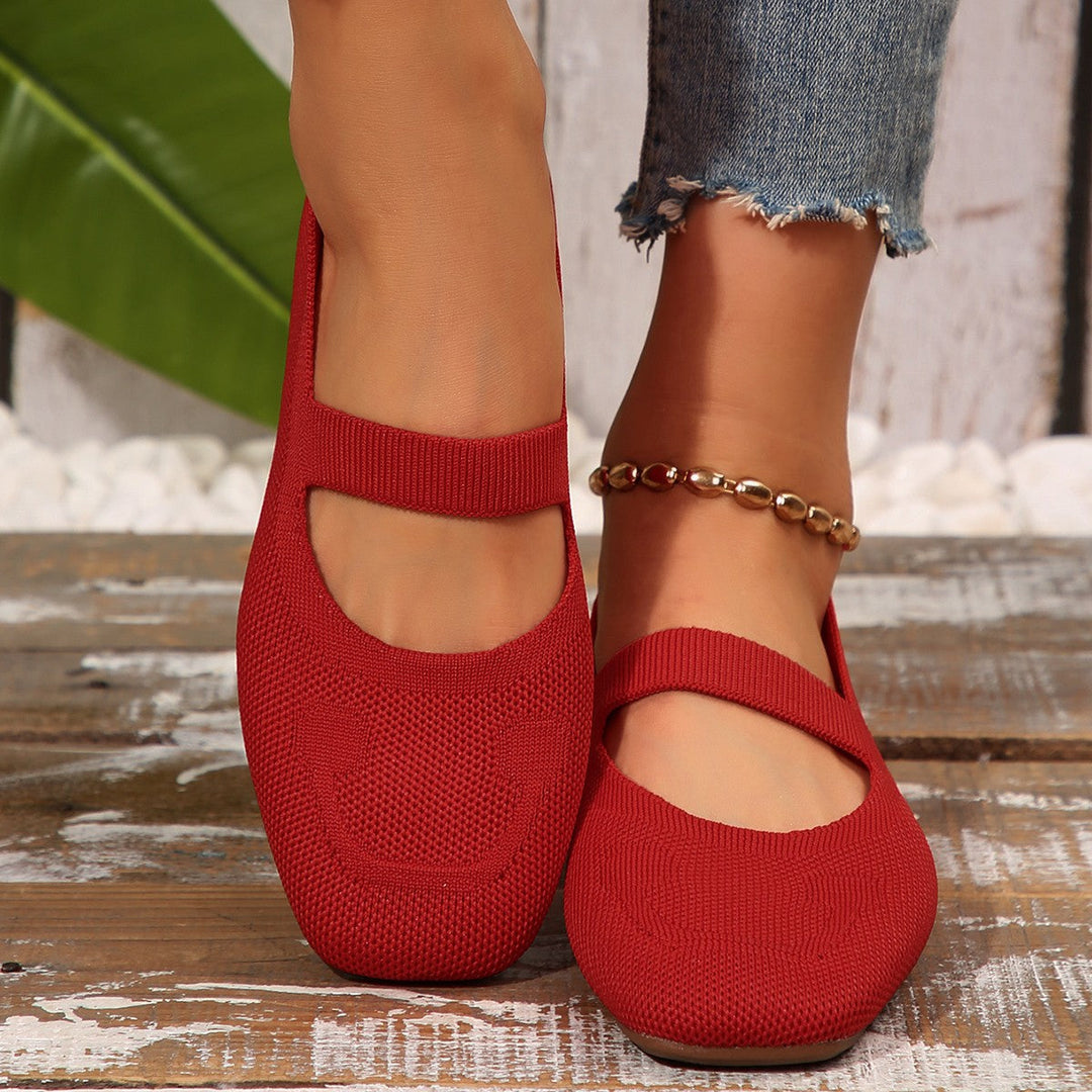 Black women's Mary Jane ballet flats, comfortable and cute with a smiling face design for unique everyday wear.