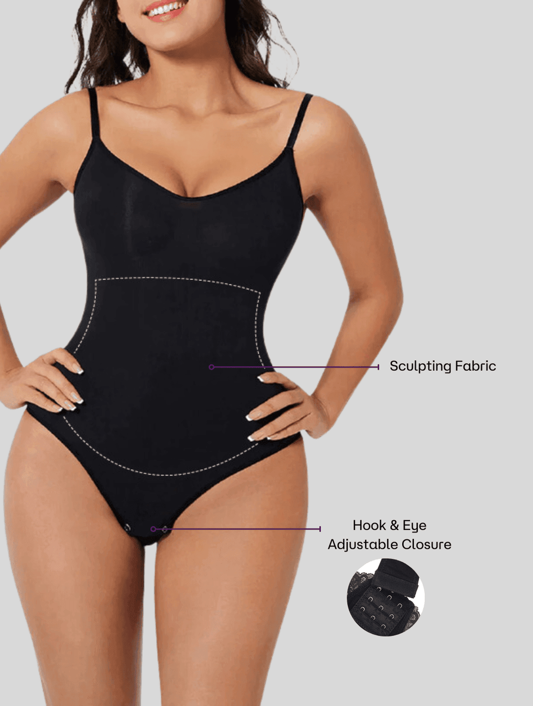 Body shaper bodysuit offering waist shaping & slimming compression for smooth silhouette.
