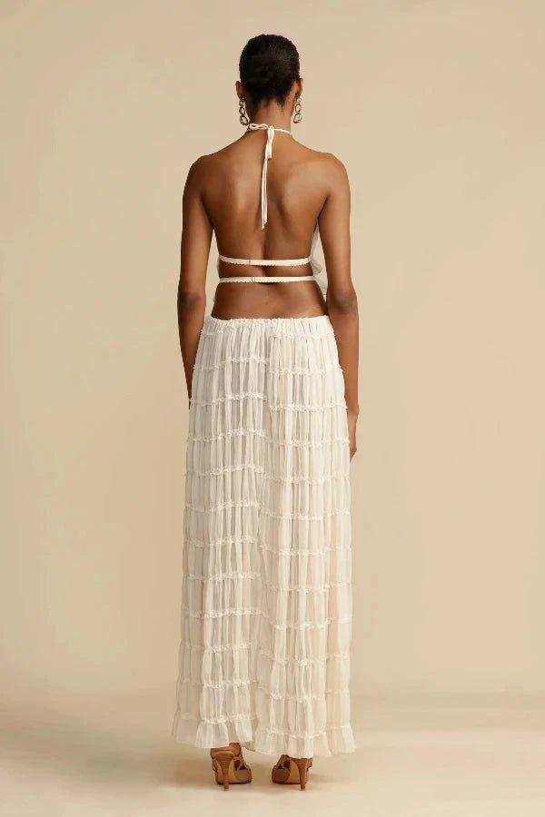 Women's printed two-piece co-ord set for lounge wear. White Bliss pattern, comfortable and stylish casual fashion.