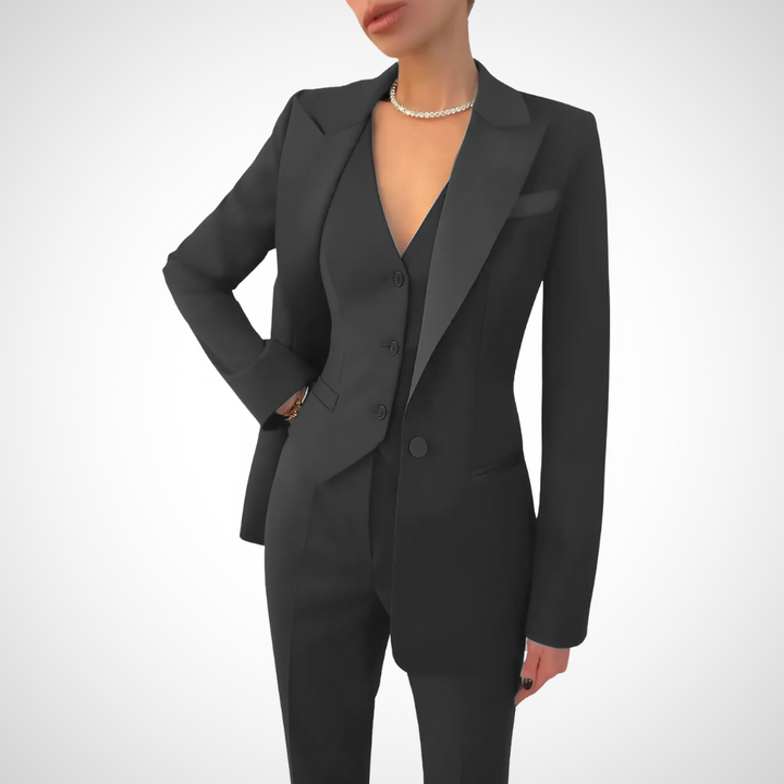 Women's professional 3-piece suit set: blazer, vest & trousers. Perfect for office & business wear.