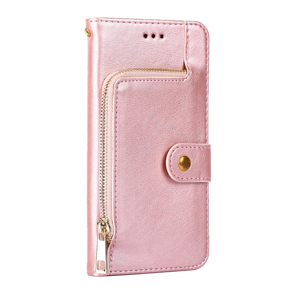 Open view of women's phone wallet case revealing extensive card holder and phone compartment