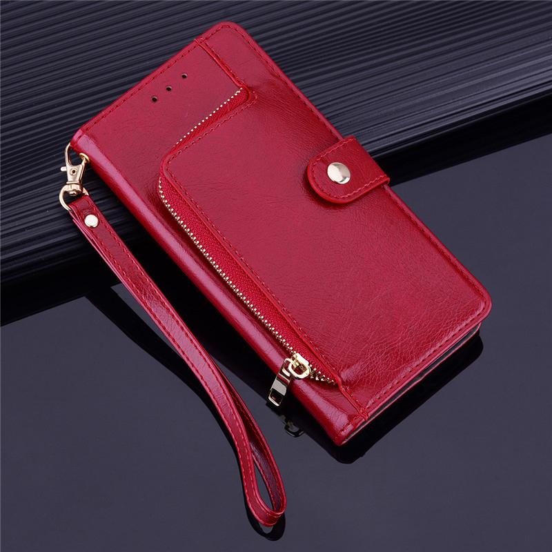 Back view of women's phone wallet case highlighting phone protection and strap attachment