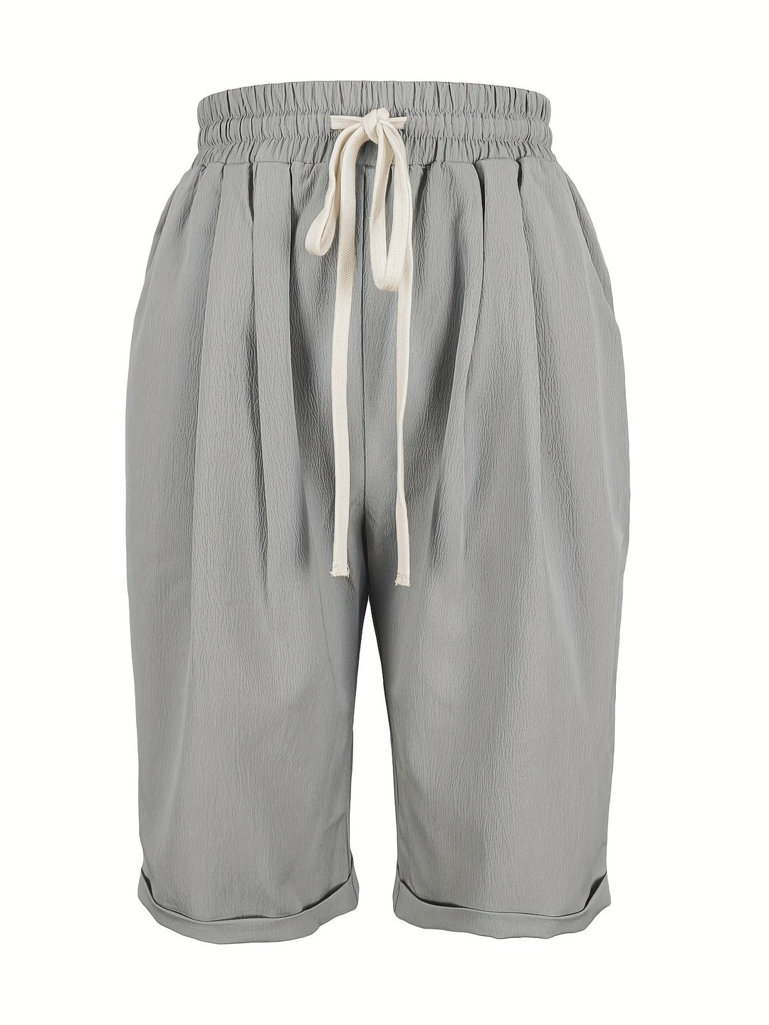 Versatile women's pull-on cropped straight leg shorts, perfect for casual outings or relaxed home wear.