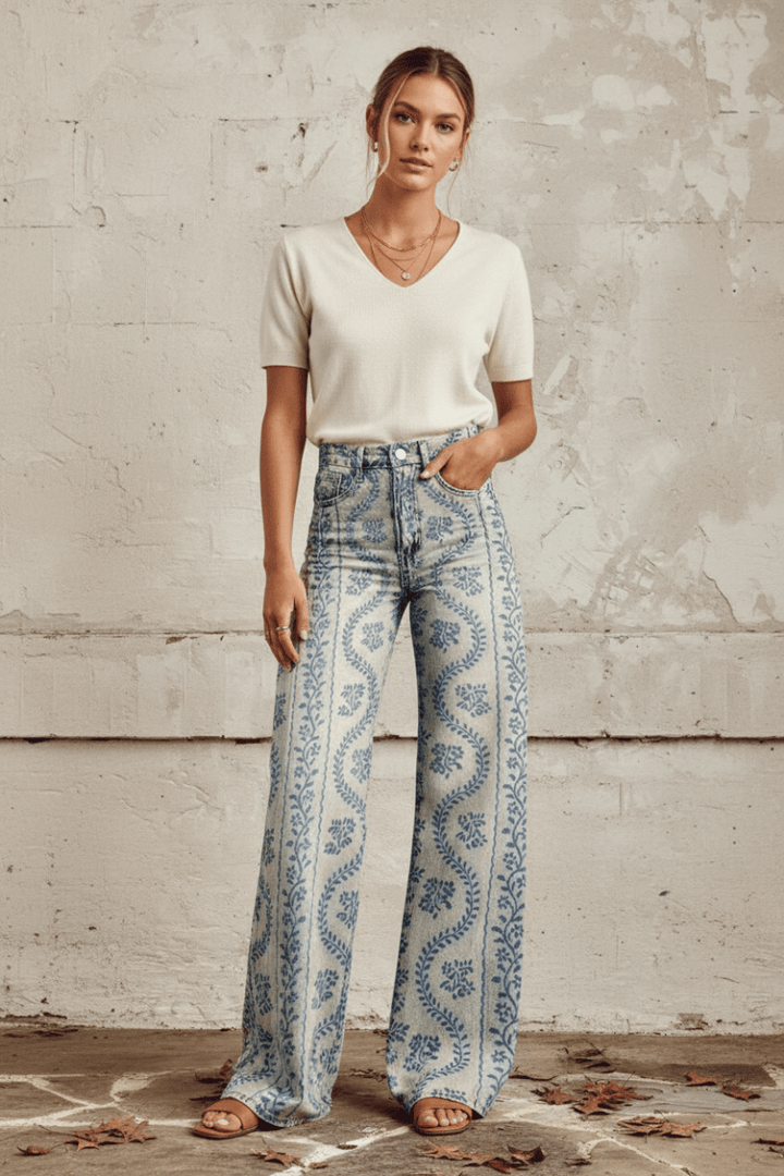 Relaxed women's breathable jeans, essential fashion bottoms for summer comfort.