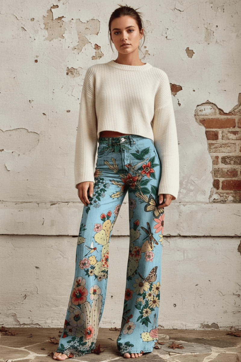 Women's comfortable summer jeans, relaxed fit & breathable for all-day wear.