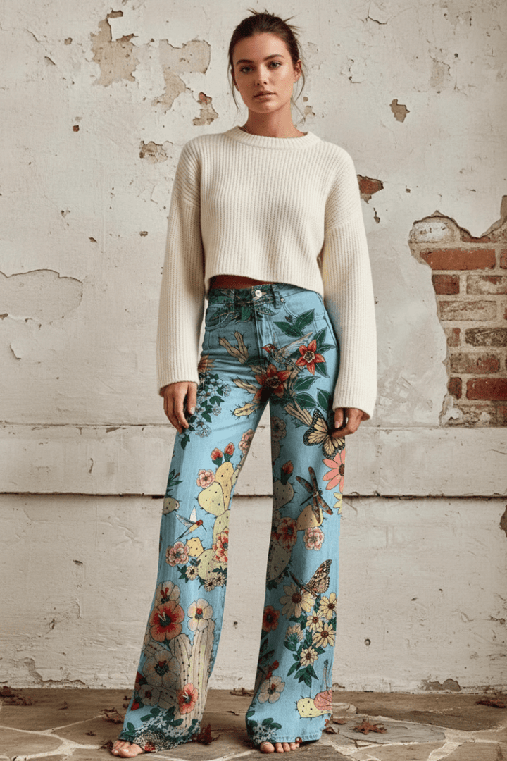 Women's comfortable summer jeans, relaxed fit & breathable for all-day wear.