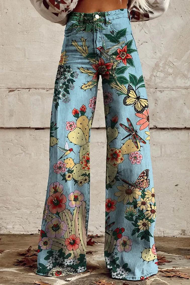 Women's breathable pants, relaxed fit denim for cool and casual summer days.