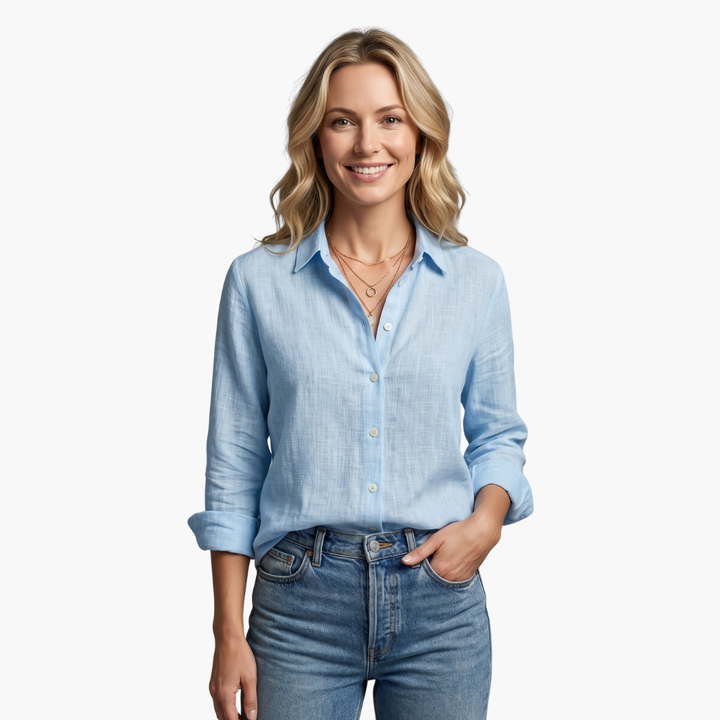 Casual smart scallop collar button down shirt for women, ideal for spring fashion & summer style.
