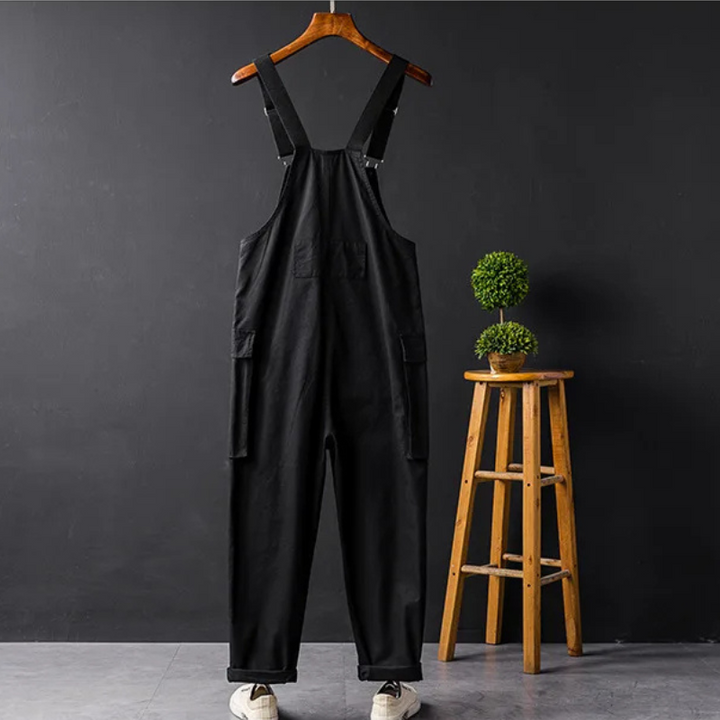 Relaxed fit women's bib overalls. Sleeveless denim jumpsuit for comfortable casual everyday wear. Summer ready.