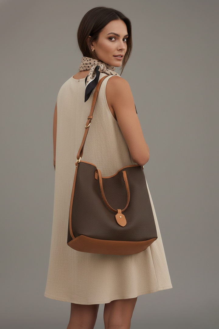 Women's casual knee-length dress with pockets, relaxed fit, round neck, and short sleeves for everyday comfort.
