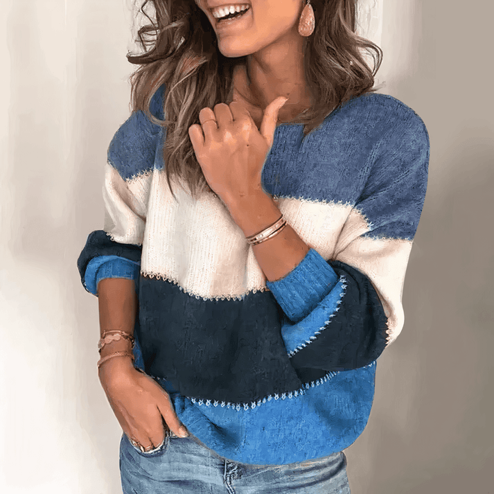 Comfortable women's winter sweater, a cozy relaxed fit knit with crew neck for everyday warmth.