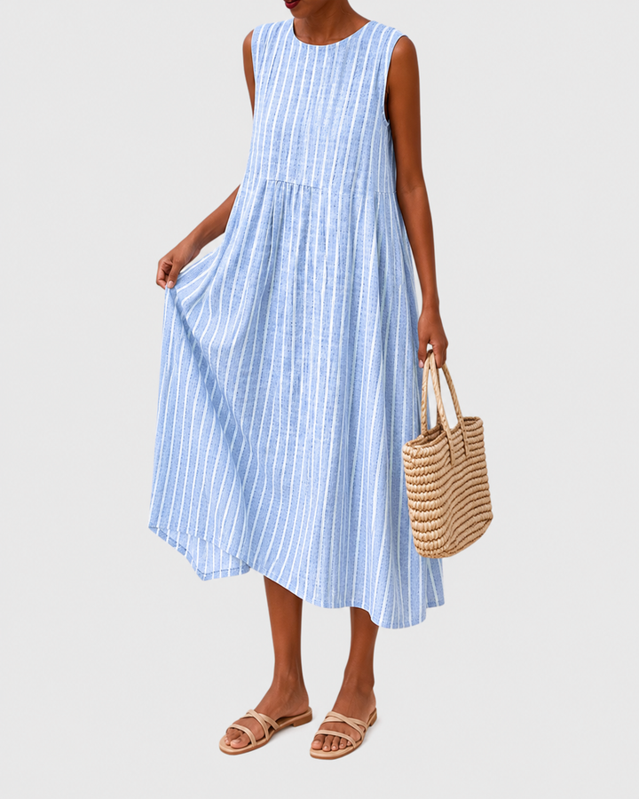 Women's casual sleeveless dress, knee-length relaxed fit, offering effortless comfort for summer & everyday.