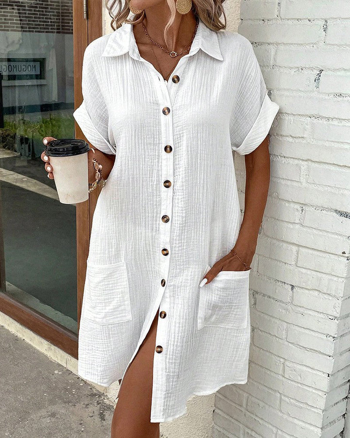 Close-up of the breathable fabric of a women's relaxed fit midi dress, ensuring comfort for summer wear.