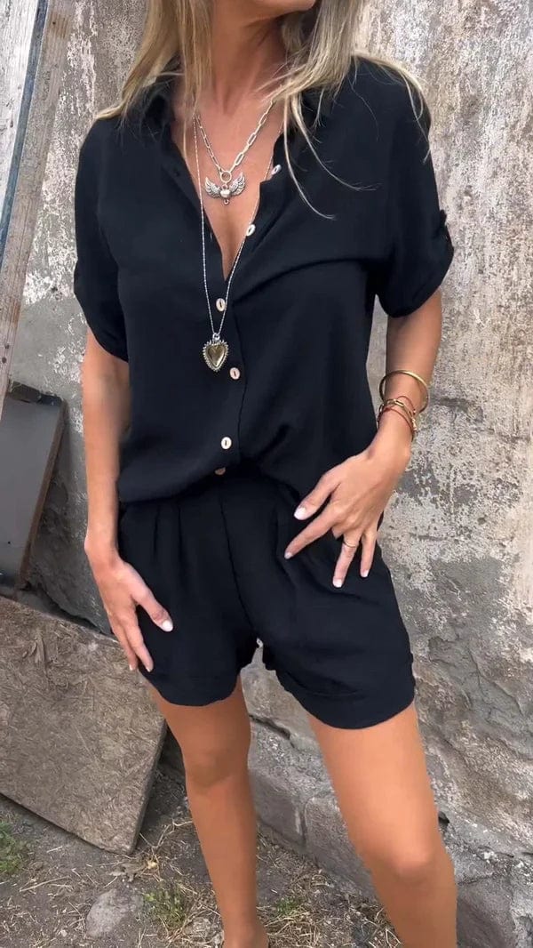 Blue women's relaxed fit two-piece loungewear set for ultimate casual summer comfort.