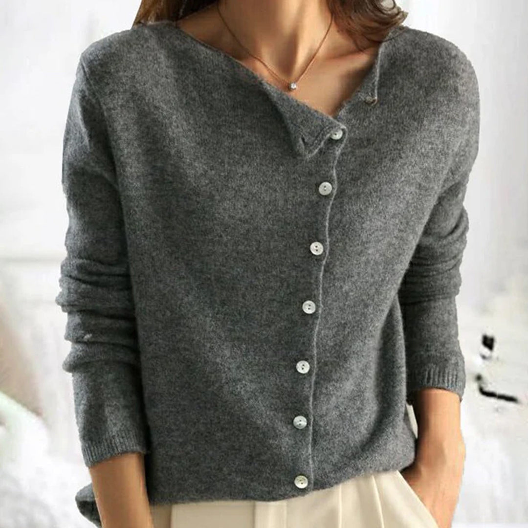 Cozy knit women's cardigan with button front, long sleeve, perfect layering piece for winter