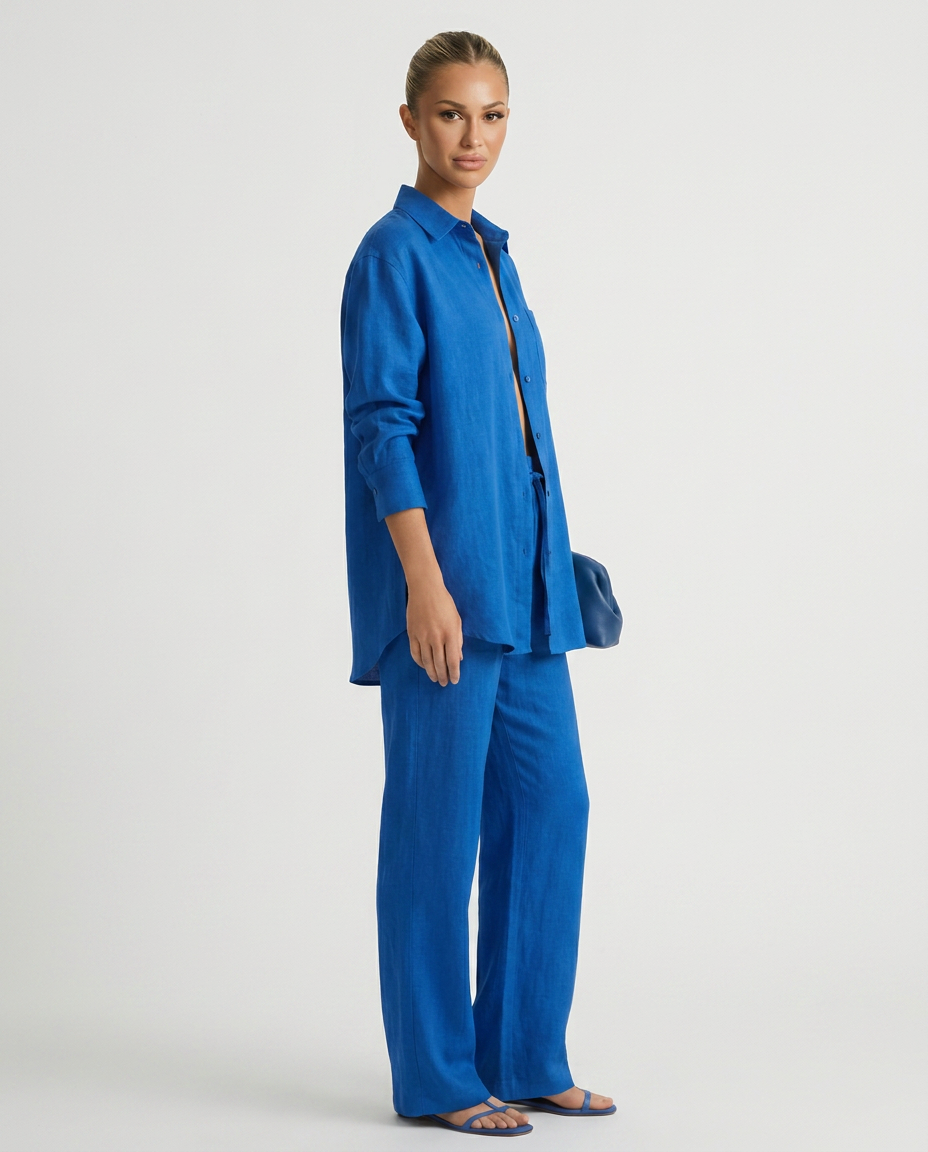 Lightweight women's lounge set, two-piece relaxed fit ideal for warm weather everyday style.