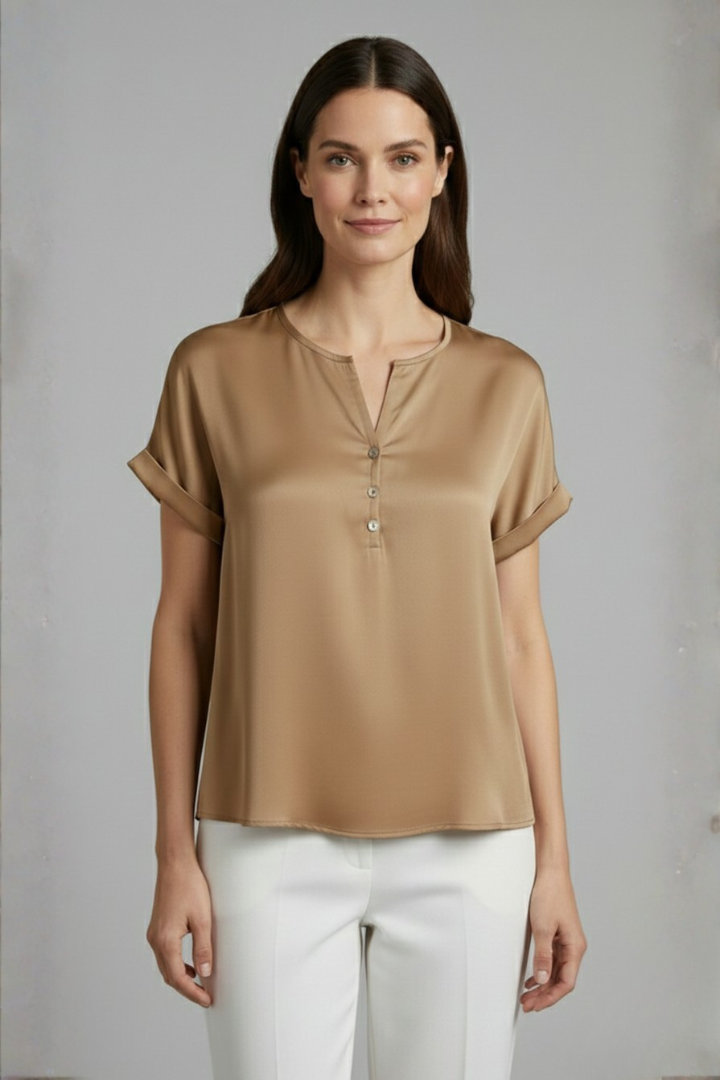 Fashionable women's V-neck short sleeve t-shirt, comfortable for any casual occasion.