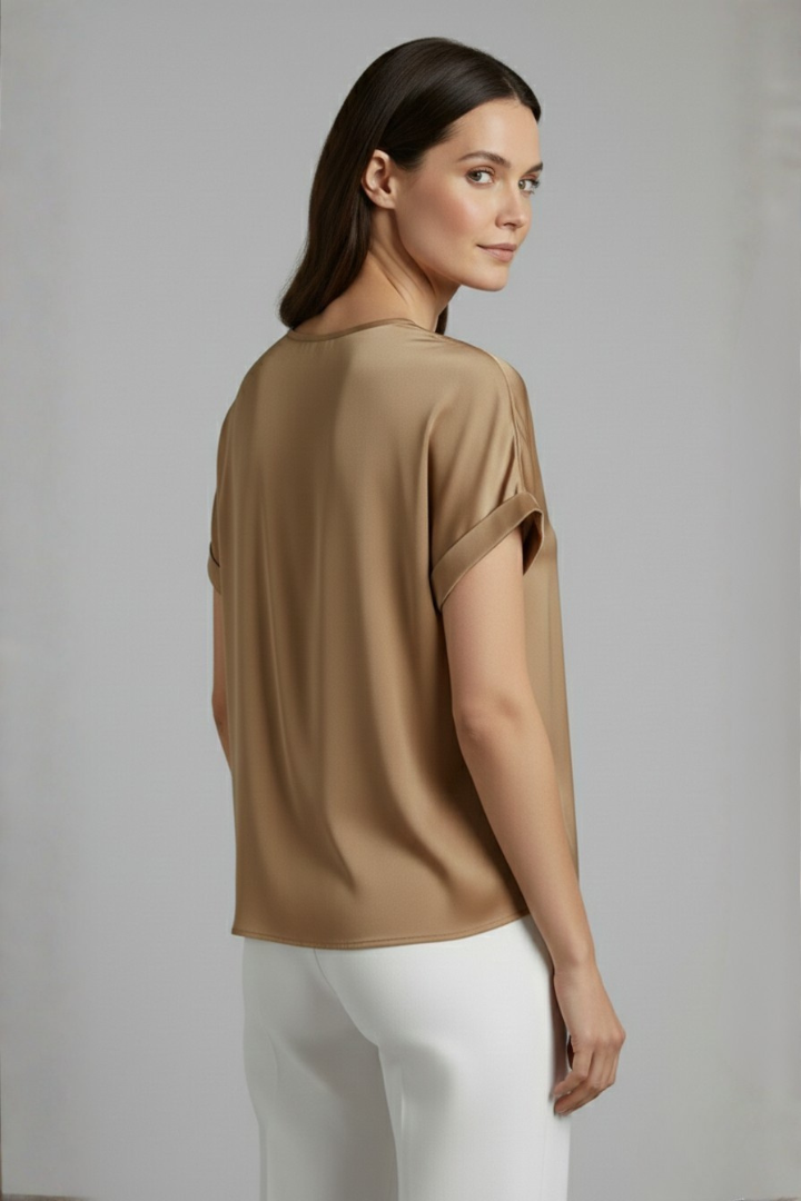 Women's everyday V-neck short sleeve top, comfortable and stylish for casual wear.