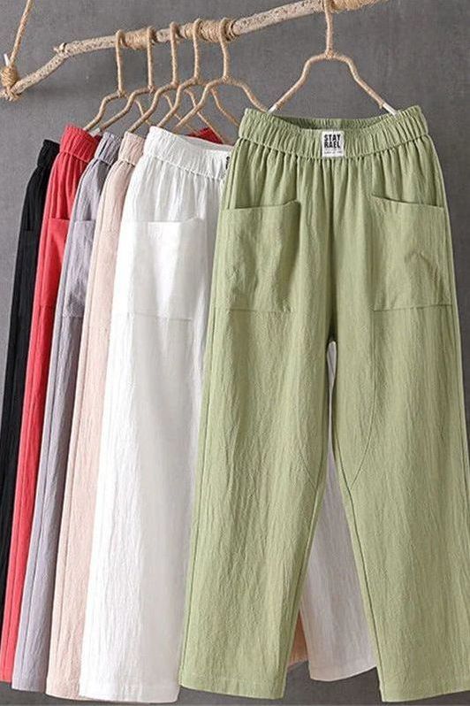 Women's comfortable wide-leg pants for relaxed everyday wear. Loose fit, perfect for casual summer outings.