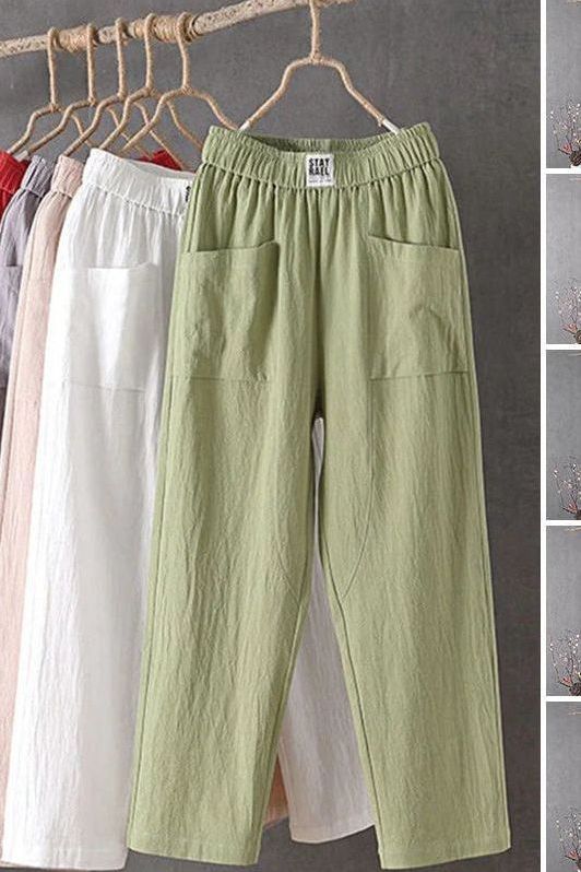 Modern women's wide-leg pants. Relaxed, loose fit with an elastic waist for comfortable & versatile casual style.