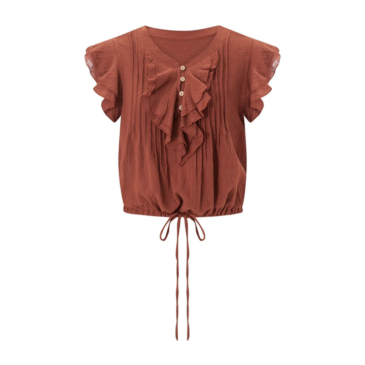 Women's Ruffle Crop Top, a key piece of summer fashion, combining style with casual comfort.