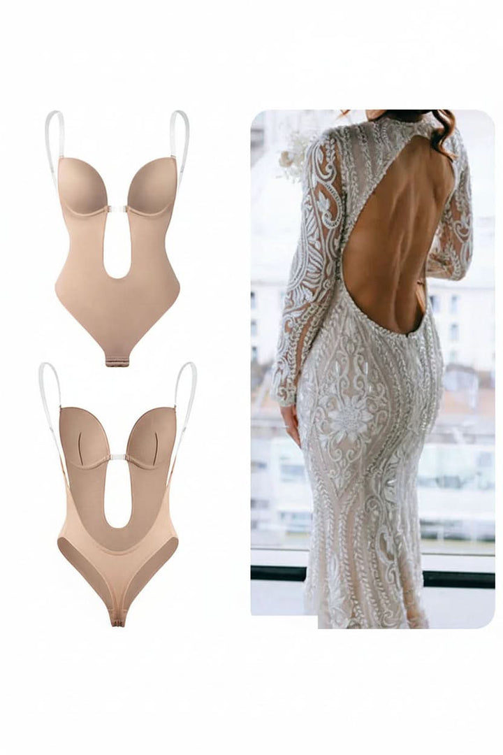 Women's seamless backless body shaper with tummy control, delivering a sleek, sculpted silhouette.
