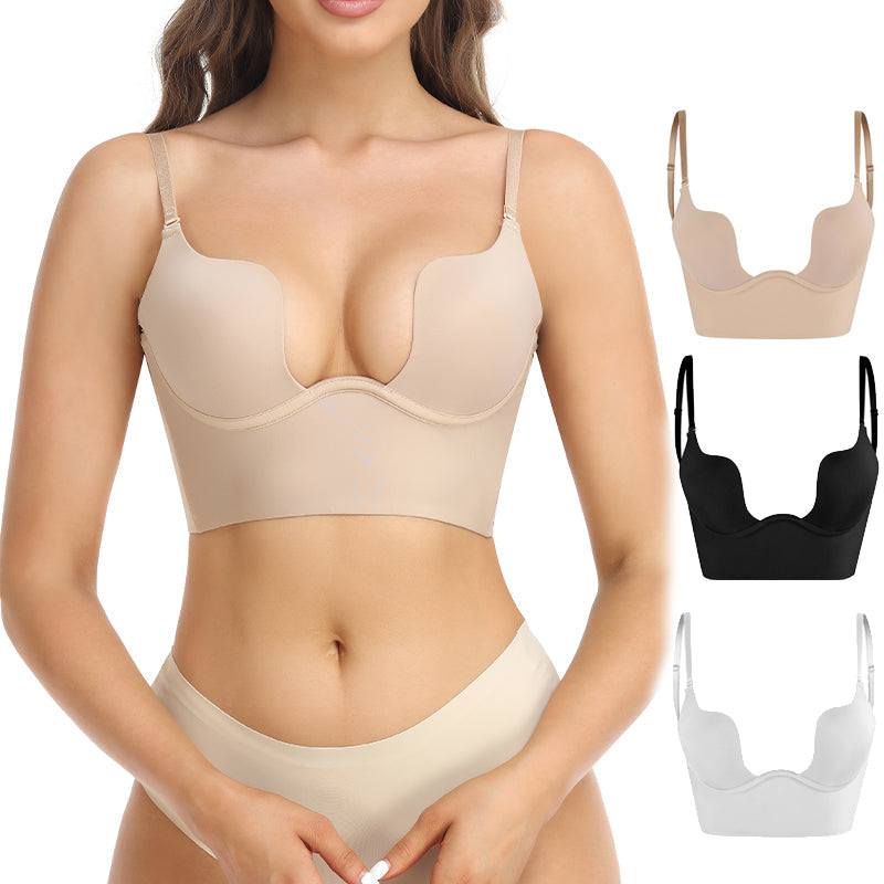 Comfortable seamless women's bra with a low back design. Convertible straps for everyday & special occasions.