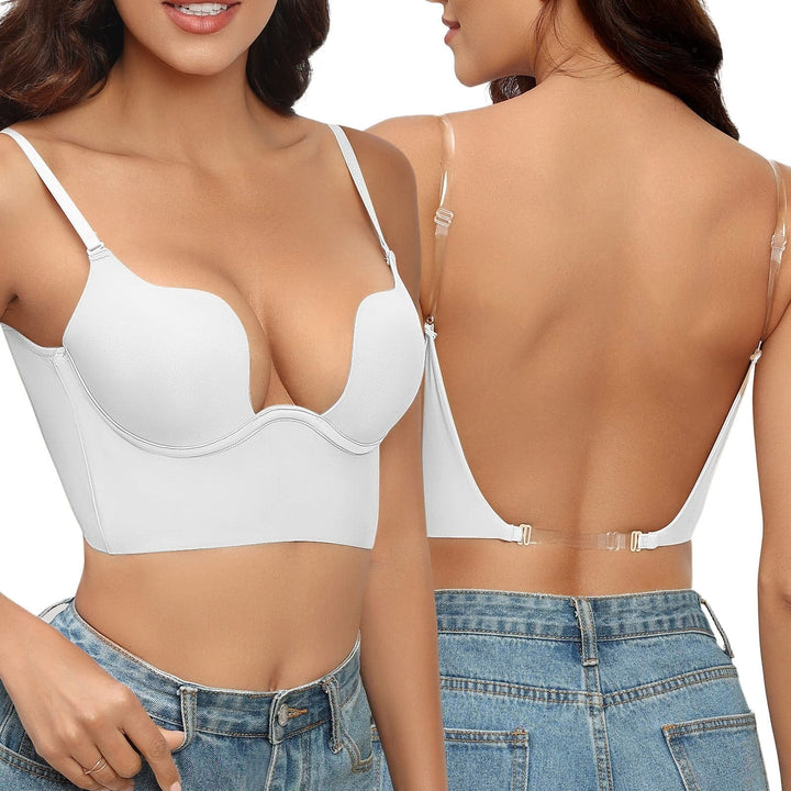 Women's seamless plunge backless shaper bodysuit, comfortable & invisible support for all backless styles.