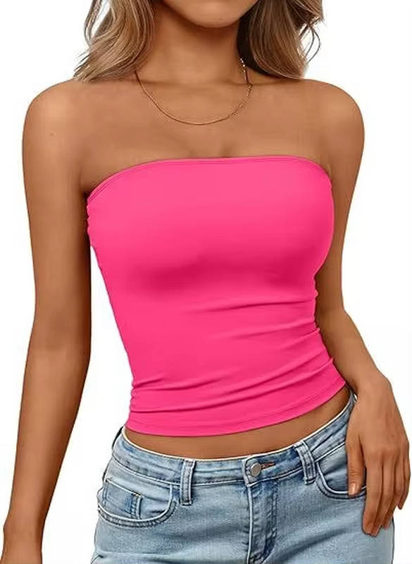 Mix & match women's seamless stretch bandeau crop top for versatile outfits.