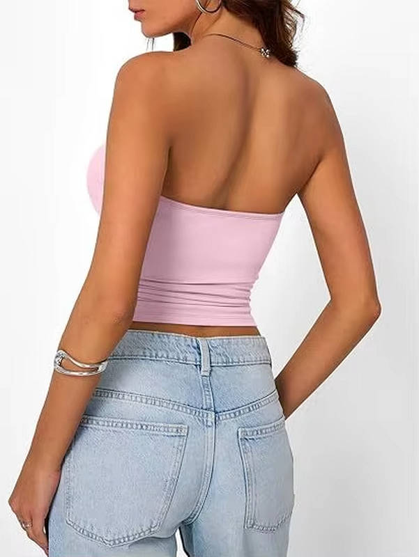 Soft & stretchy women's seamless bandeau crop top, ideal for layering.